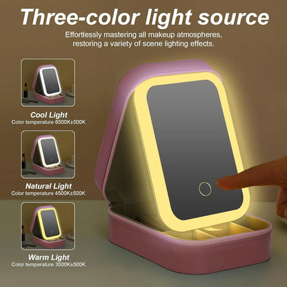 White Jewelry Box with LED Mirror